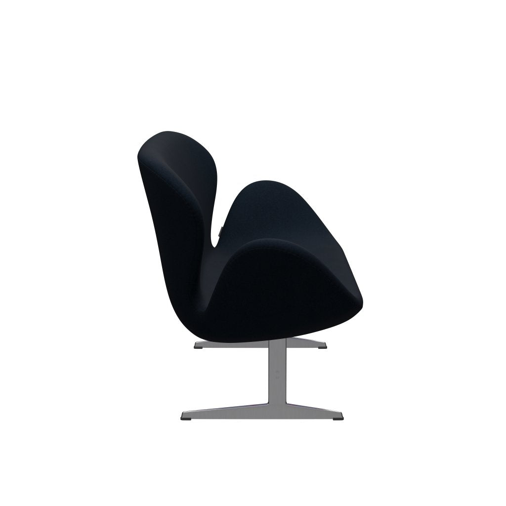 Fritz Hansen Swan canapé 2 places, aluminium brossé en satin / divina bleu foncé