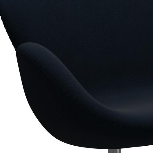 Fritz Hansen Swan canapé 2 places, aluminium brossé en satin / divina bleu foncé