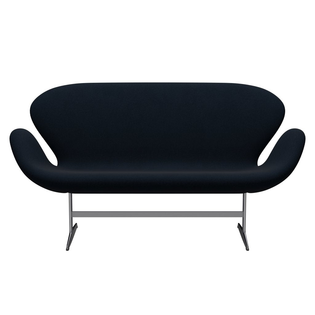 Fritz Hansen Swan Sofa 2 Seater, Satin Brushed Aluminium/Divina Dark Blue