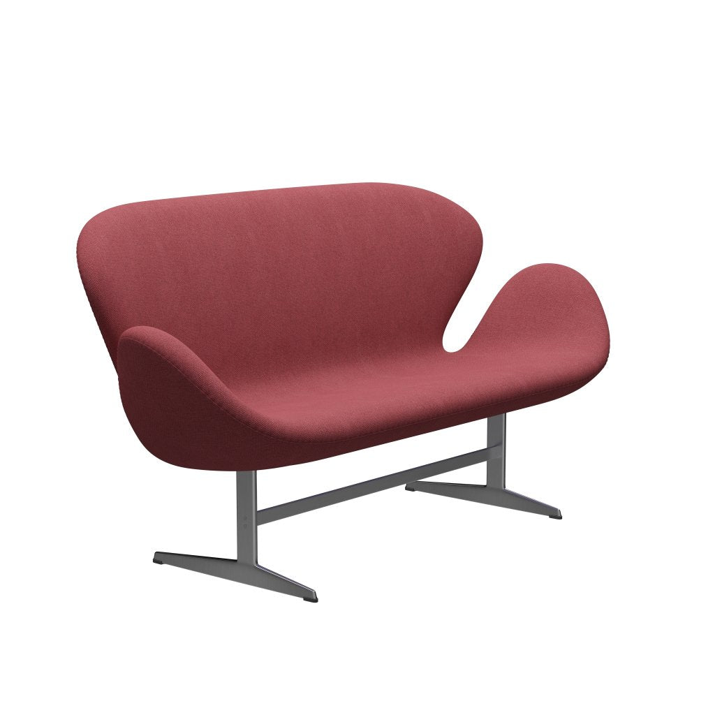 Fritz Hansen Swan Sofa 2 Seater, Satin Brushed Aluminium/Fiord Pink