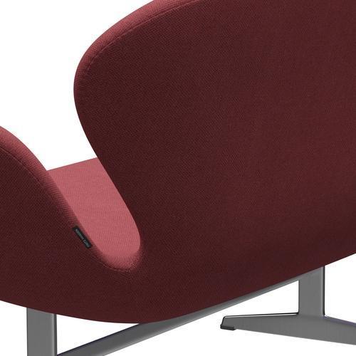 Fritz Hansen Swan Sofa 2 Seater, Satin Brushed Aluminium/Fiord Pink