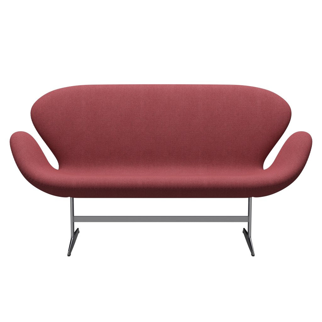 Fritz Hansen Swan Sofa 2 -sæder, satin børstet aluminium/fiord pink