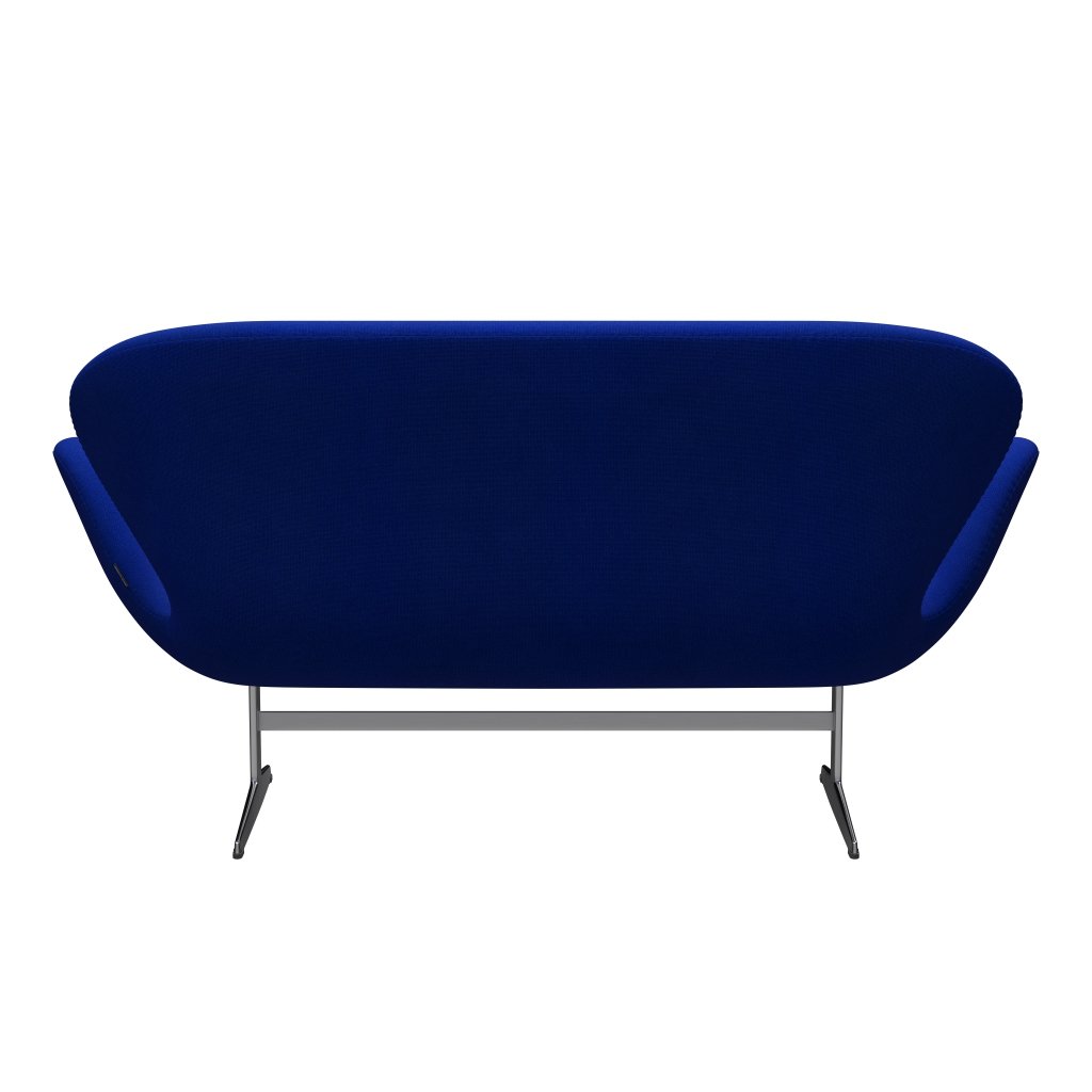 Fritz Hansen Swan canapé 2 places, aluminium brossé en satin / Bleu Hallingdal