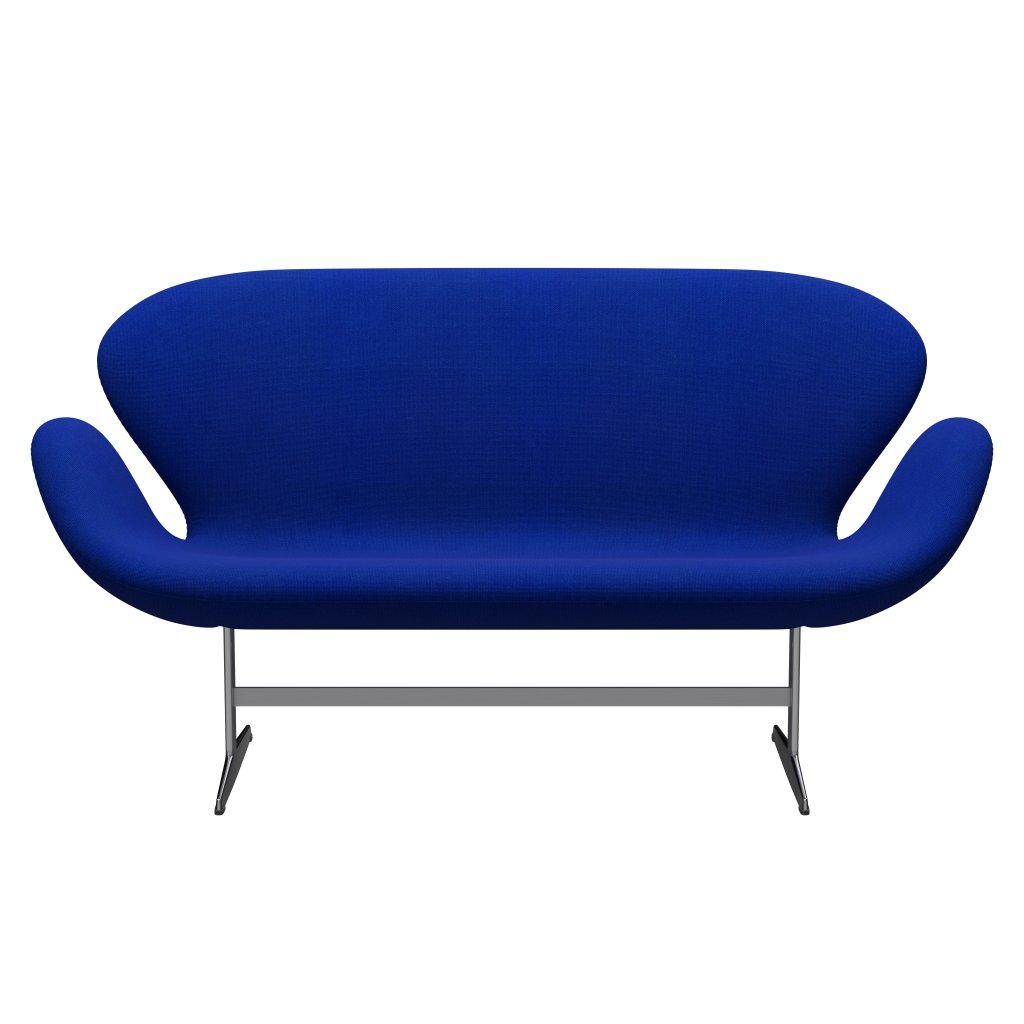 Fritz Hansen Swan Sofa 2 Seater, Satin Brushed Aluminium/Hallingdal Blue