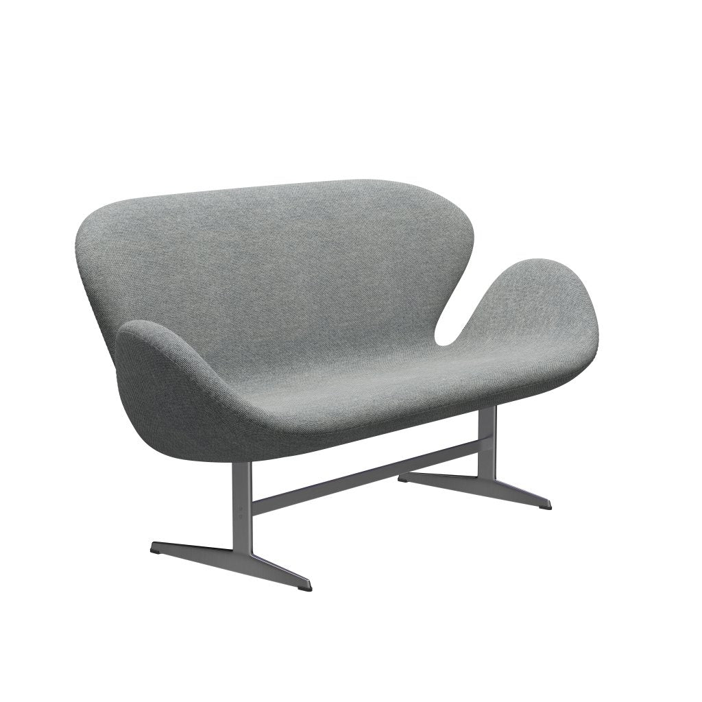 Fritz Hansen Swan Sofa 2 -sæder, satin børstet aluminium/Hallingdal hvid grå
