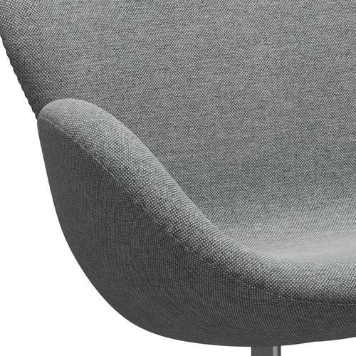 Fritz Hansen Swan Sofa 2 Sitzer, satin gebürstetes Aluminium/Hallingdal Weiß grau