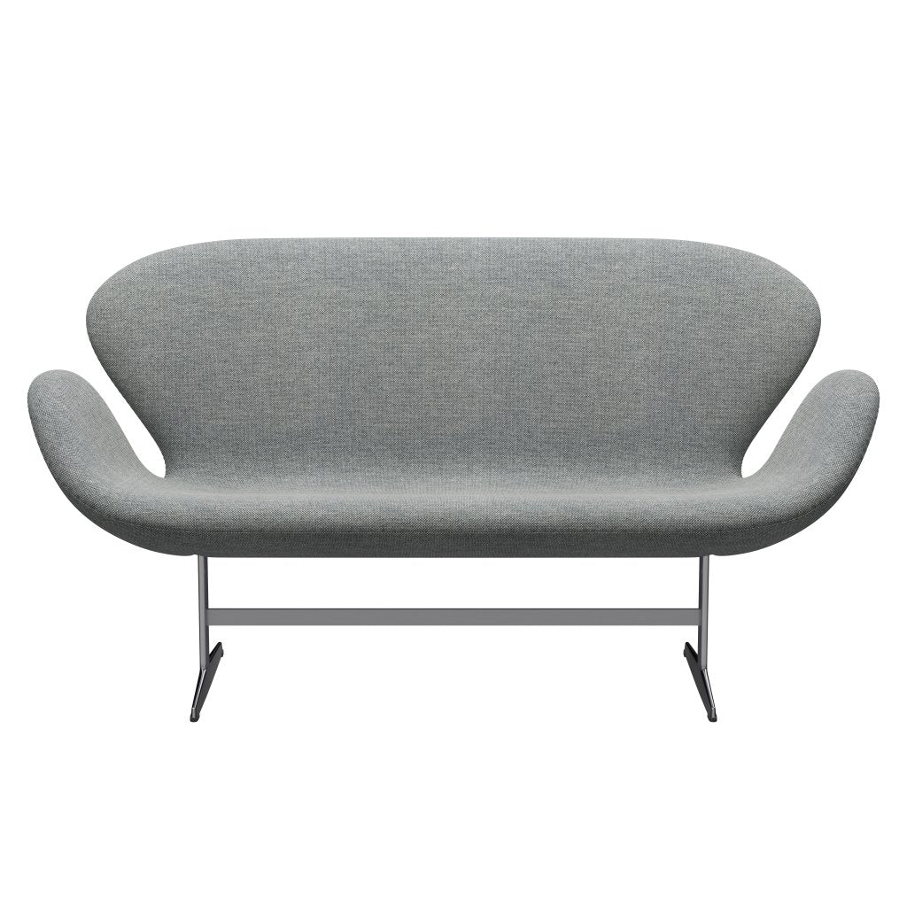 Fritz Hansen Swan Sofa 2 -sits, Satin borstade aluminium/Hallingdal White Grey