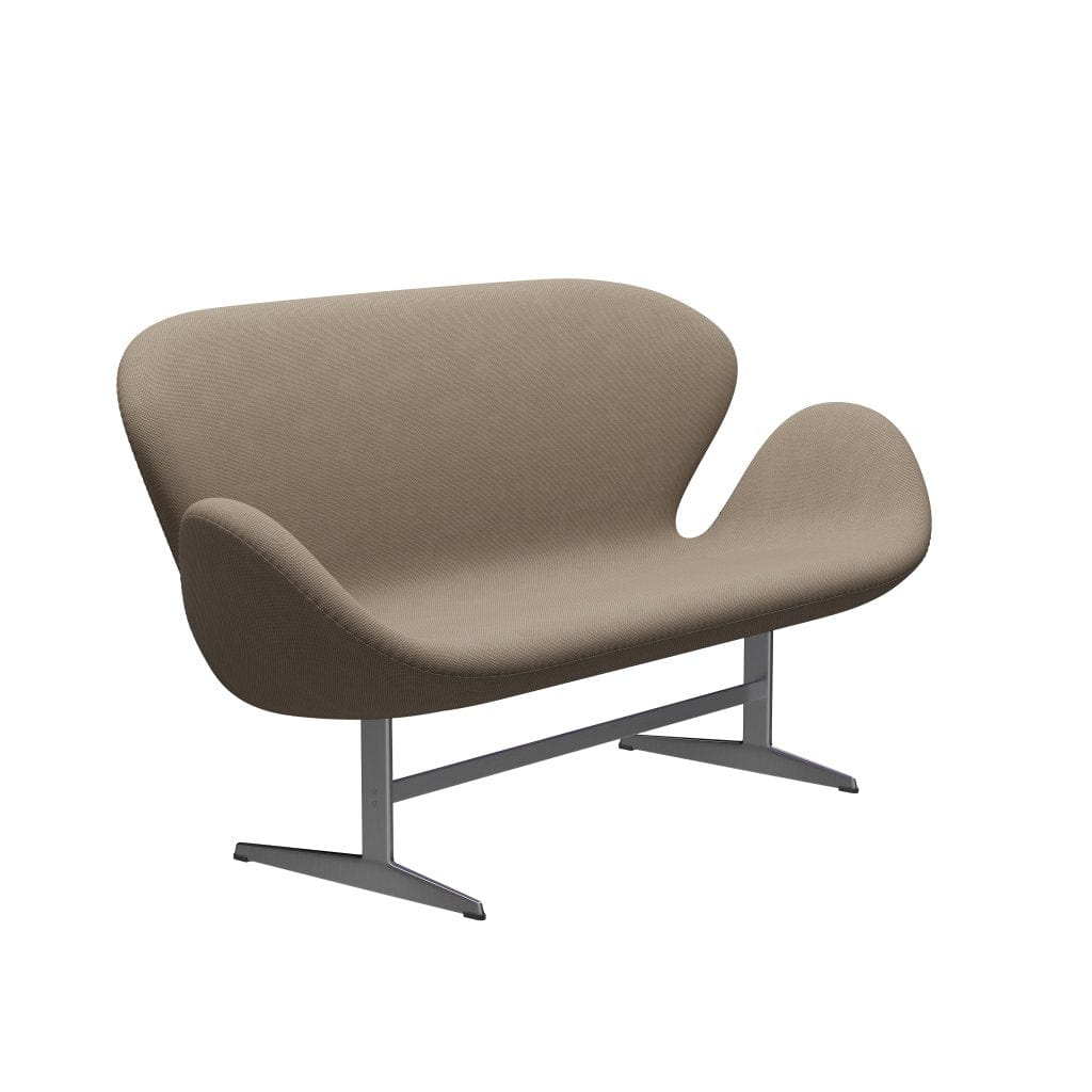 Fritz Hansen Swan Sofa 2 Sitzer, satin gebürstete Aluminium/Re Wolle beige/natürlich