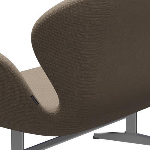 Fritz Hansen Swan Sofa 2 Sitzer, satin gebürstete Aluminium/Re Wolle beige/natürlich