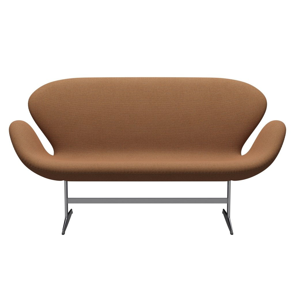 Fritz Hansen Swan Sofa 2 Seater, Satin Brushed Aluminium/Re Wool Ornage/Natural