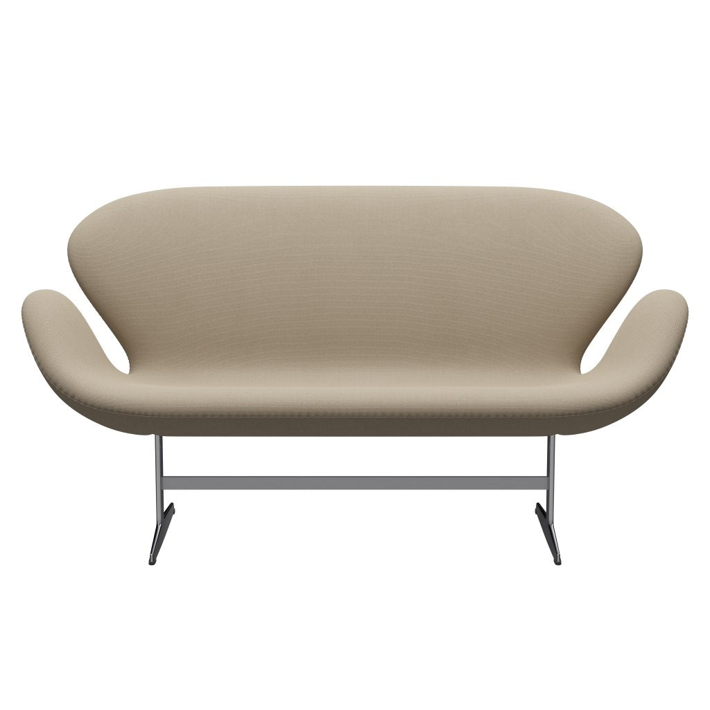 Fritz Hansen Swan Sofa 2 Seater, Satin Brushed Aluminium/Steelcut Beige