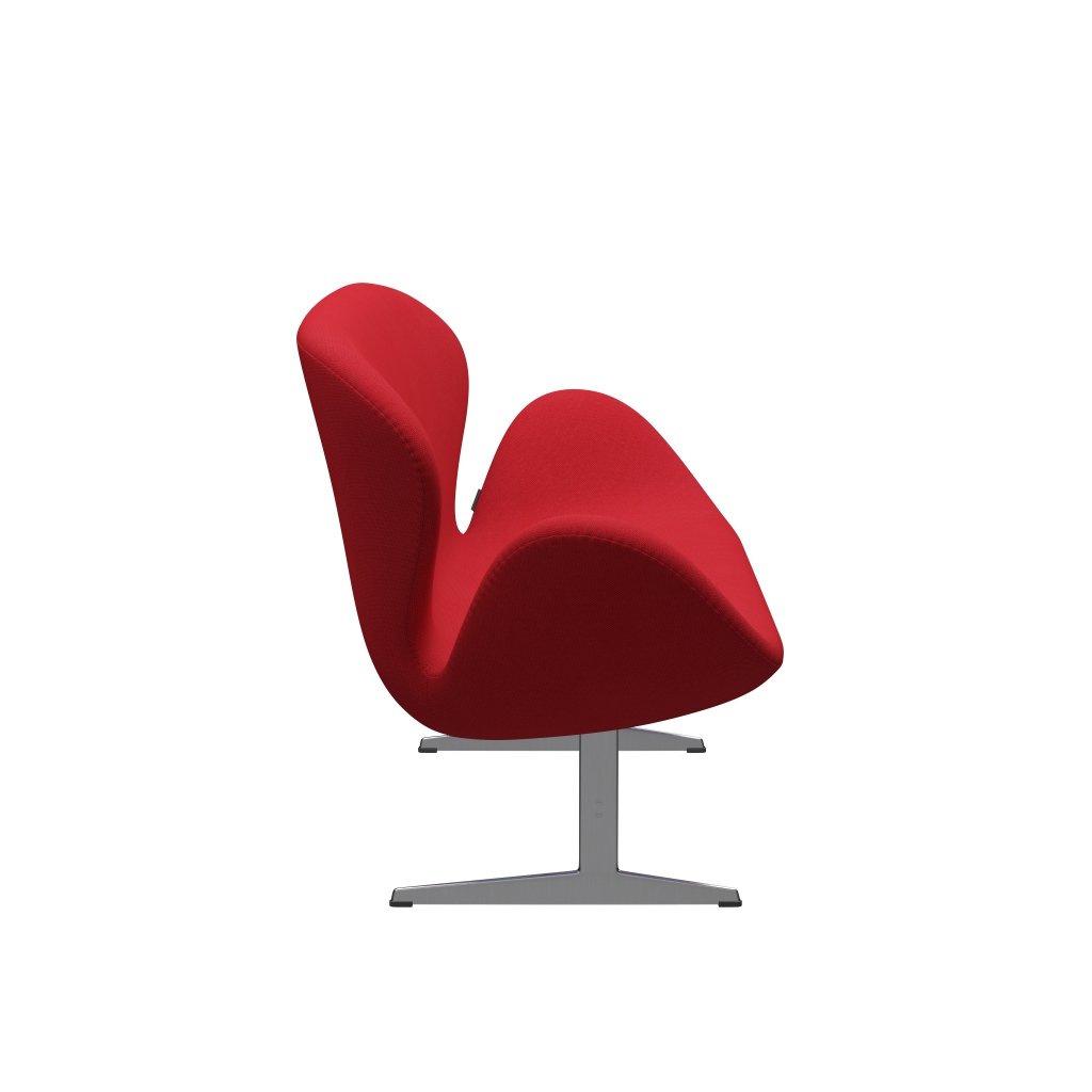 Fritz Hansen Swan Sofa 2 -sæder, satin børstet aluminium/stålcut trio lys rød rød