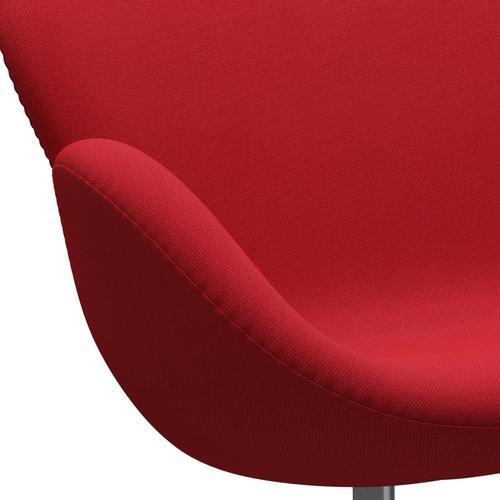 Fritz Hansen Swan Sofa 2 Seater, Satin Brushed Aluminium/Steelcut Trio Light Red