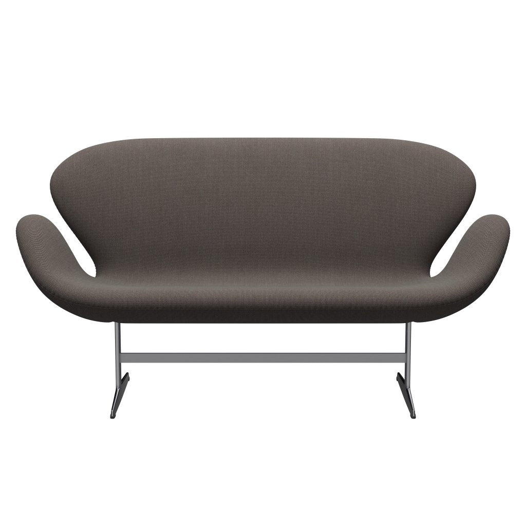 Fritz Hansen Swan canapé 2 places, en aluminium brossé en satin / trio Steelcut rouge / brun clair