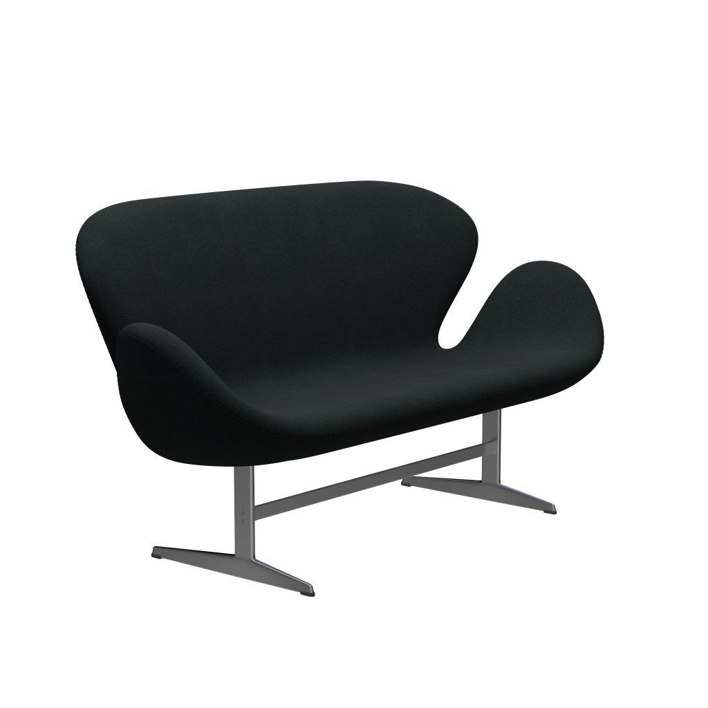 Fritz Hansen Swan Sofá 2 plazas, aluminio cepillado por satén/tono negro