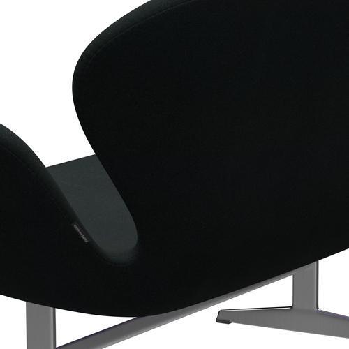 Fritz Hansen Swan Sofá 2 plazas, aluminio cepillado por satén/tono negro