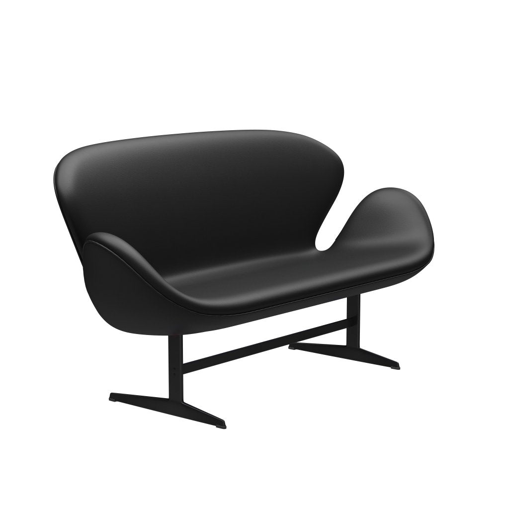 Fritz Hansen Swan Soffa 2 -sits, svart lackerad/aura svart