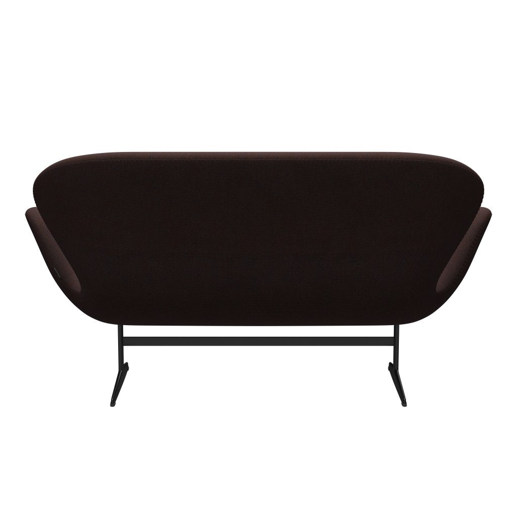 Fritz Hansen Swan Sofa 2 -Sitzer, schwarzer lackierter/leinwandgrauer Ozean