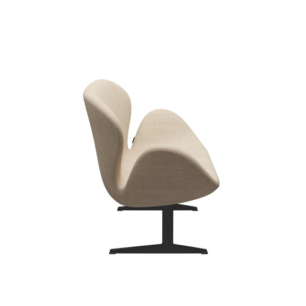 Fritz Hansen Swan Sofá 2 plazas, luz de arena lacado negro/lienzo