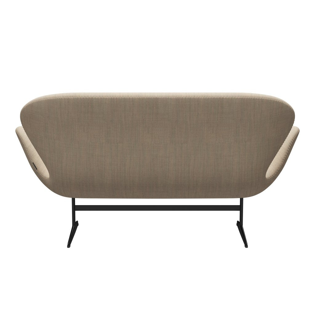 Fritz Hansen Swan Sofa 2 -Sitzer, schwarzer lackierter/Leinwand -Sandlicht