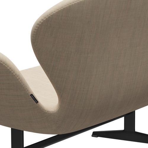 Fritz Hansen Swan Sofa 2 -Sitzer, schwarzer lackierter/Leinwand -Sandlicht