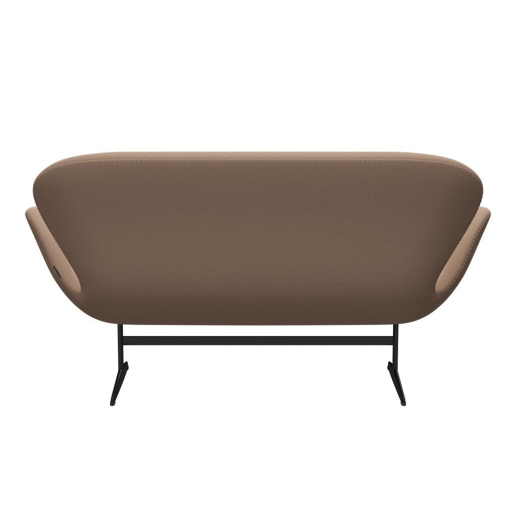 Fritz Hansen Swan Sofá 2 plazas, lacado negro/captura de arena rosa