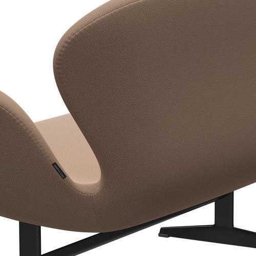 Fritz Hansen Swan Sofa 2 -Sitzer, schwarzer lackierter/fangen rosa Sand