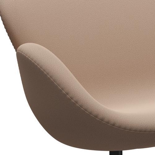 Fritz Hansen Swan Soffa 2 -sits, svart lackerad/fångst rosa sand