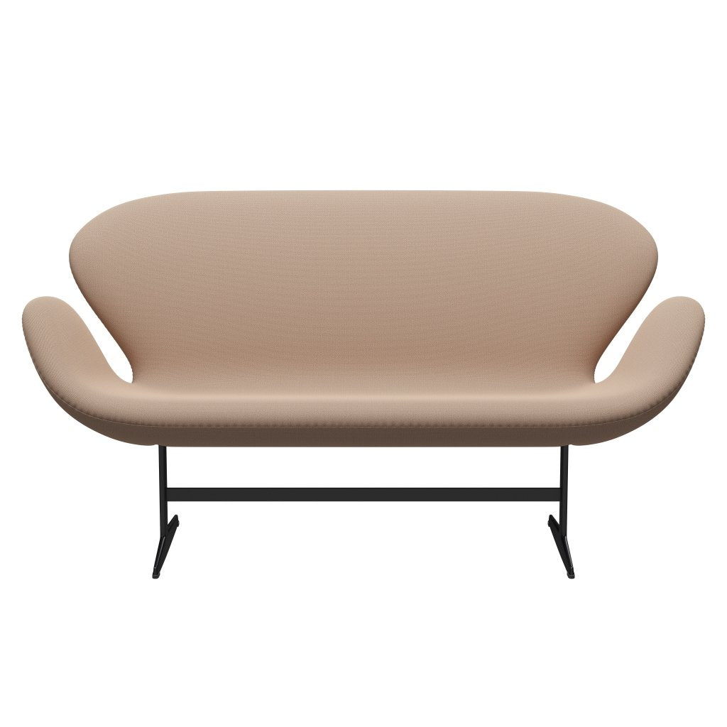 Fritz Hansen Swan Sofá 2 plazas, lacado negro/captura de arena rosa