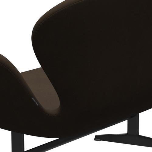 Fritz Hansen Swan canapé 2 places, laquée noire / confort beige / sable