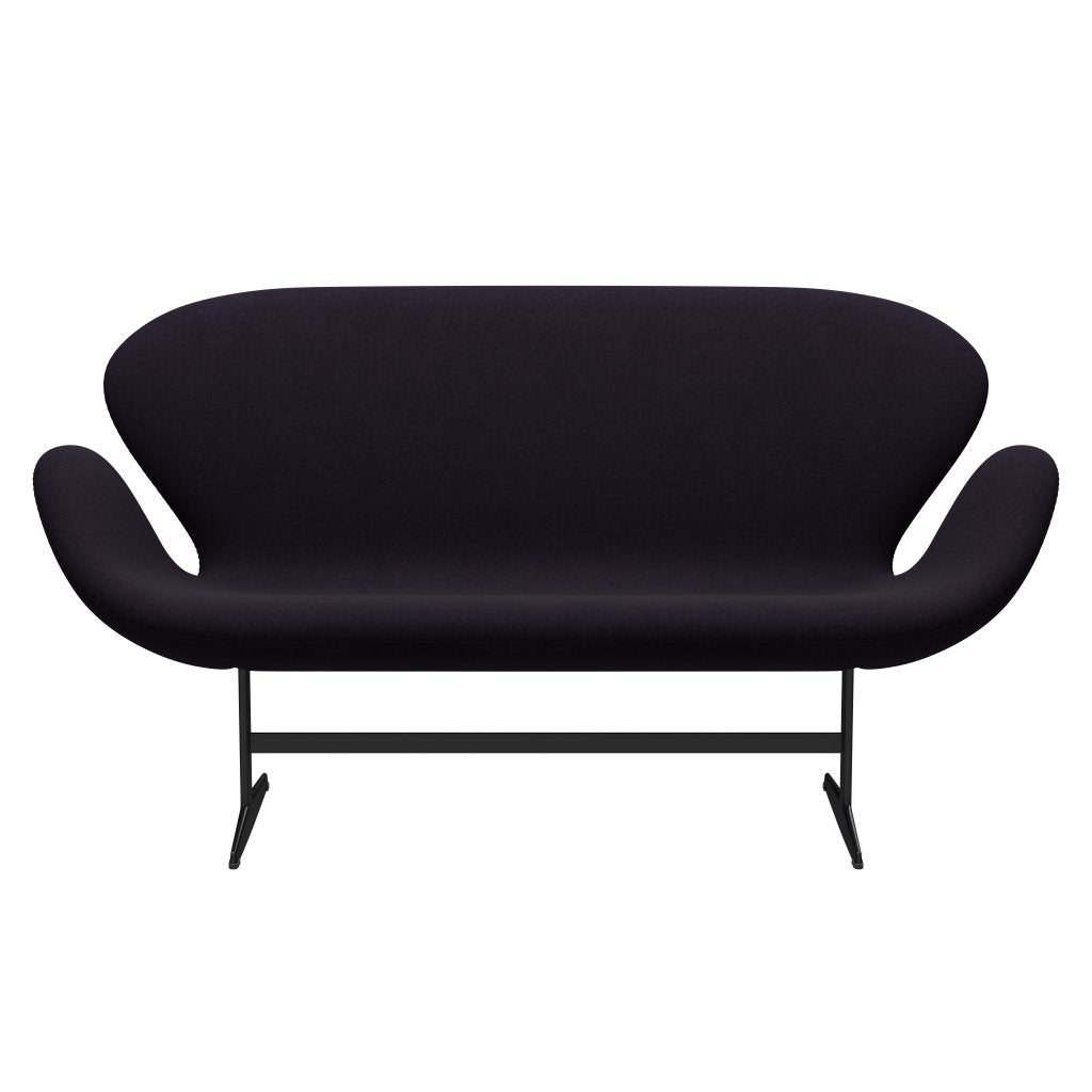Fritz Hansen Swan Sofa 2 -sæder, sort lakeret/komfort Violet rød