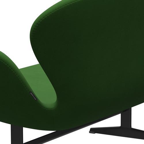 Fritz Hansen Swan Soffa 2 -sits, svart lackerad/berömmelse gräsgrön