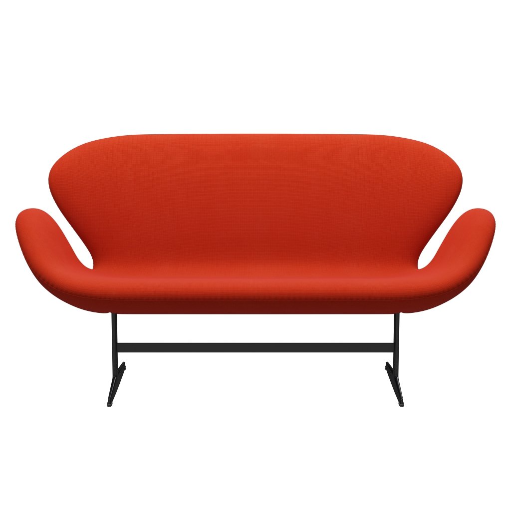 Fritz Hansen Swan Sofa 2 -Sitzer, schwarz lackiert/berühmt orange dunkel