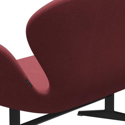 Fritz Hansen Swan Sofa 2 Seater, Black Lacquered/Fiord Pink