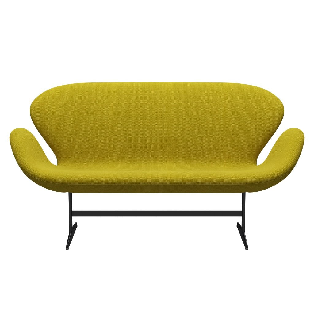 Fritz Hansen Swan canapé 2 places, laquée noire / Hallingdal jaune / vert