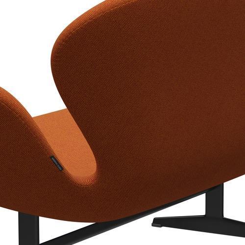 Fritz Hansen Swan Sofá 2 plazas, negro lacado/Hallingdal Red/Curry