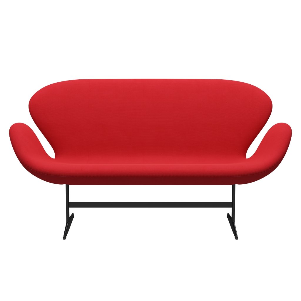 Fritz Hansen Swan canapé 2 places, laquée noire / Steelcut Neon Red