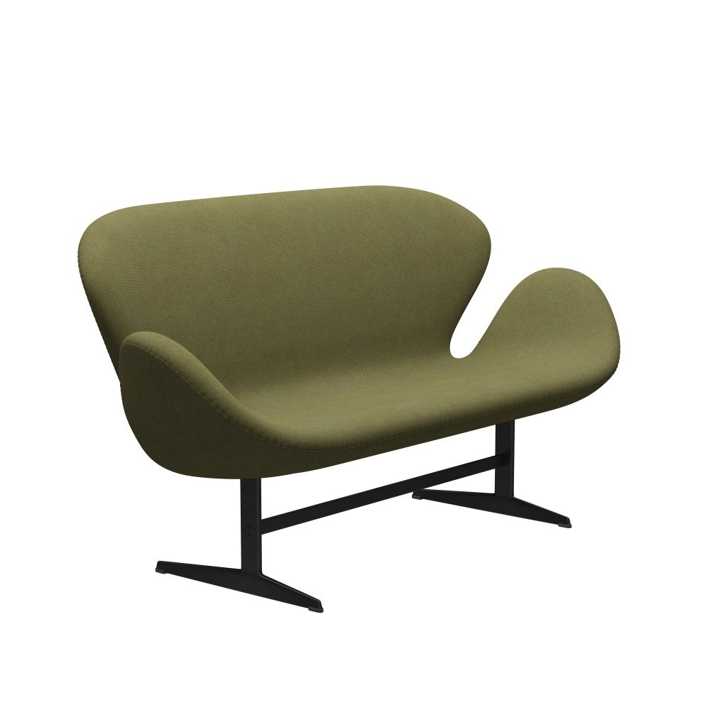 Fritz Hansen Swan canapé 2 places, laquée noire / tonus Green poussiéreux