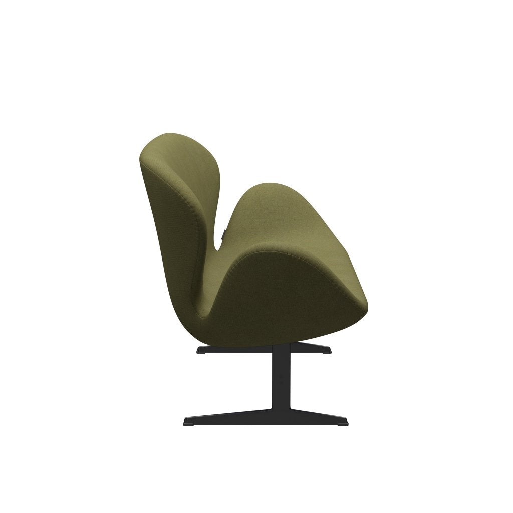 Fritz Hansen Swan Sofá 2 plazas, negro lacado/tono verde polvoriento