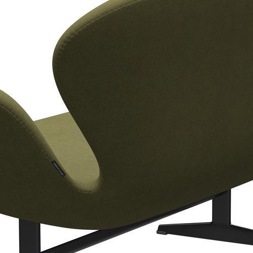 Fritz Hansen Swan Sofá 2 plazas, negro lacado/tono verde polvoriento