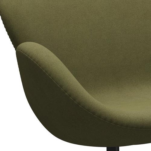 Fritz Hansen Swan Sofa 2 -Sitzer, schwarzer Lack/Tonus staubig grün