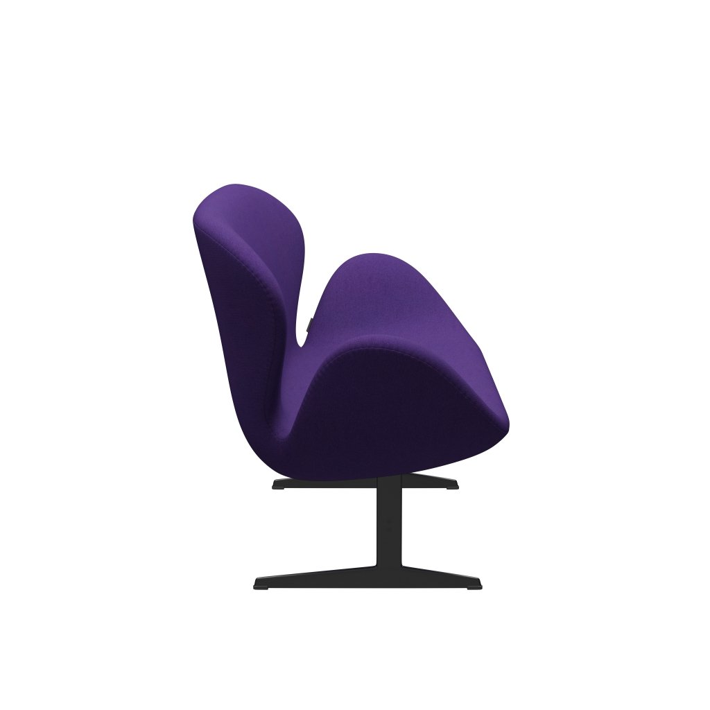 Fritz Hansen Swan Sofa 2 -sæder, sort lakeret/tonus violet