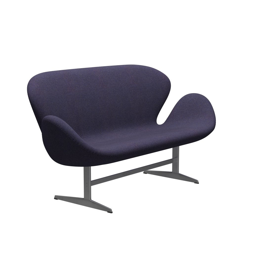 Fritz Hansen Swan Sofa 2 Sitzer, Silbergrau/Divina Md Dusty Blau