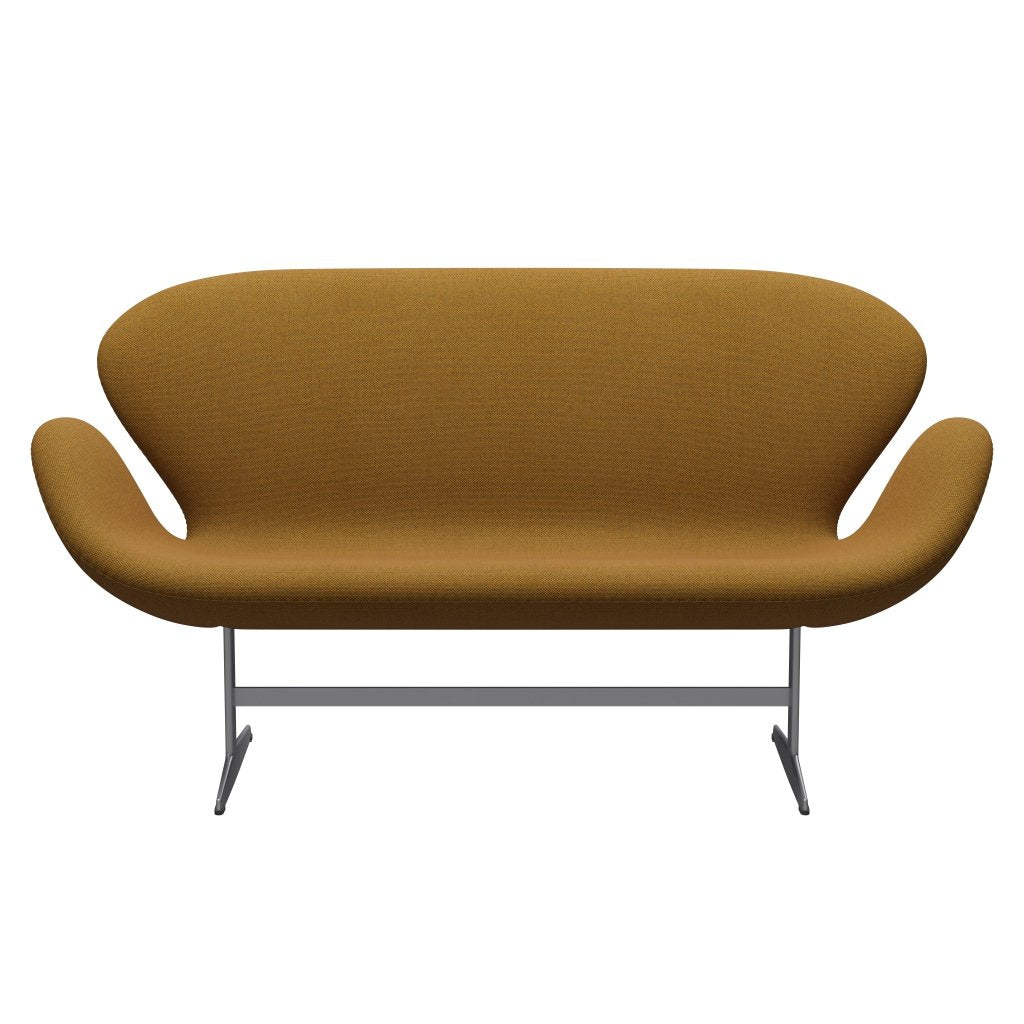 Fritz Hansen Swan Sofa 2 Sitzer, Silbergrau/Re Wollsafran/Natur