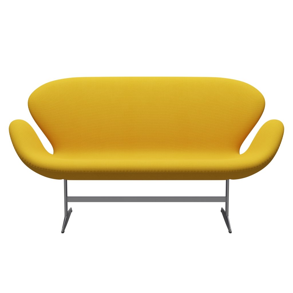 Fritz Hansen Swan Sofa 2 Seater, Silver Grey/Steelcut Yellow