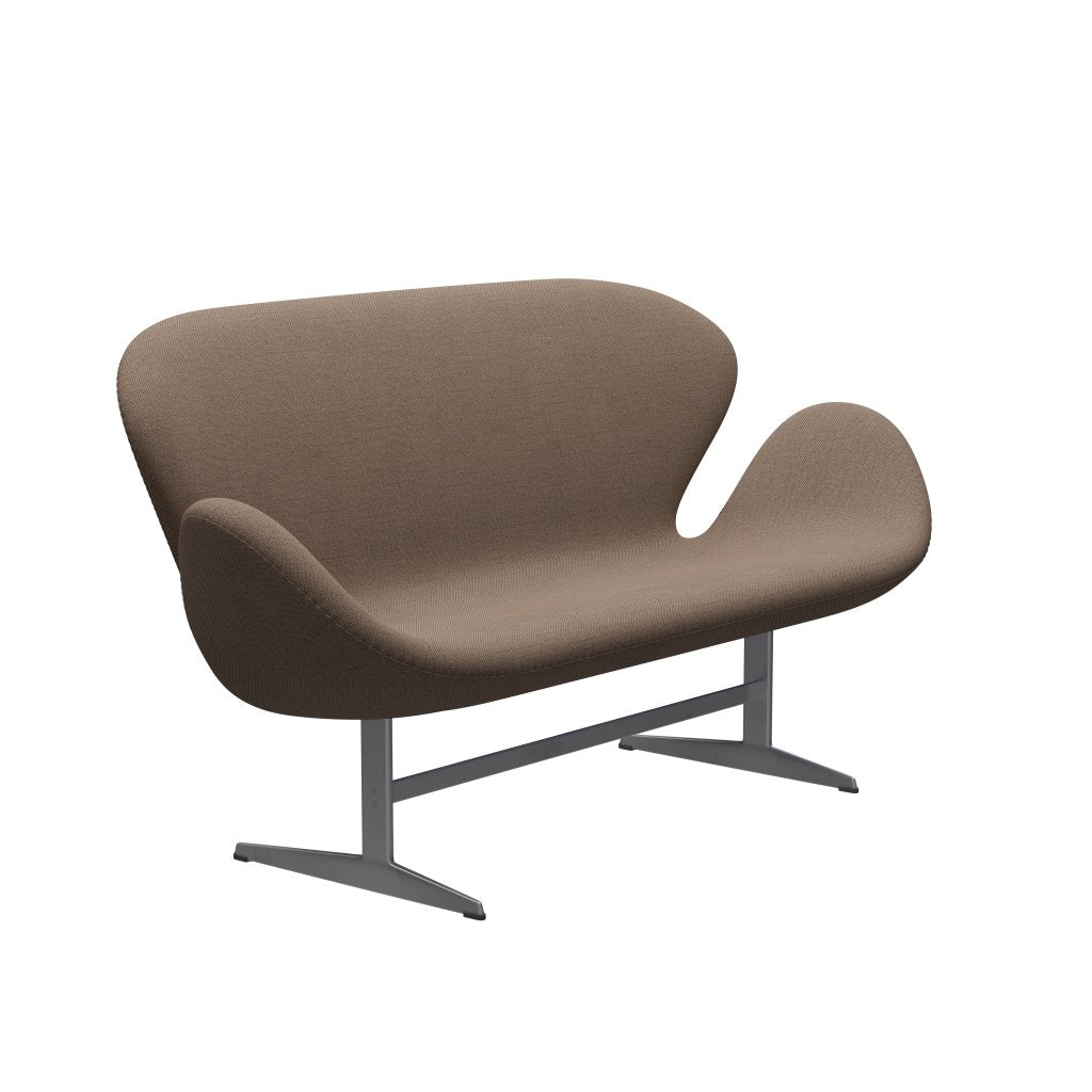 Fritz Hansen Swan canapé 2 places, gris argenté / sunniva chocolat / bronzage