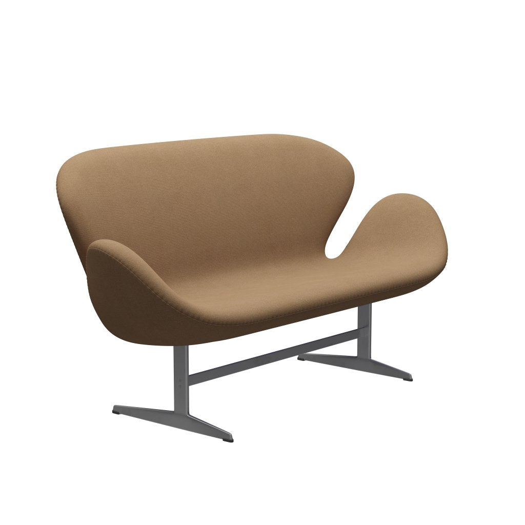 Fritz Hansen Swan Sofa 2 -Sitzer, Silbergrau/Tonuskamel