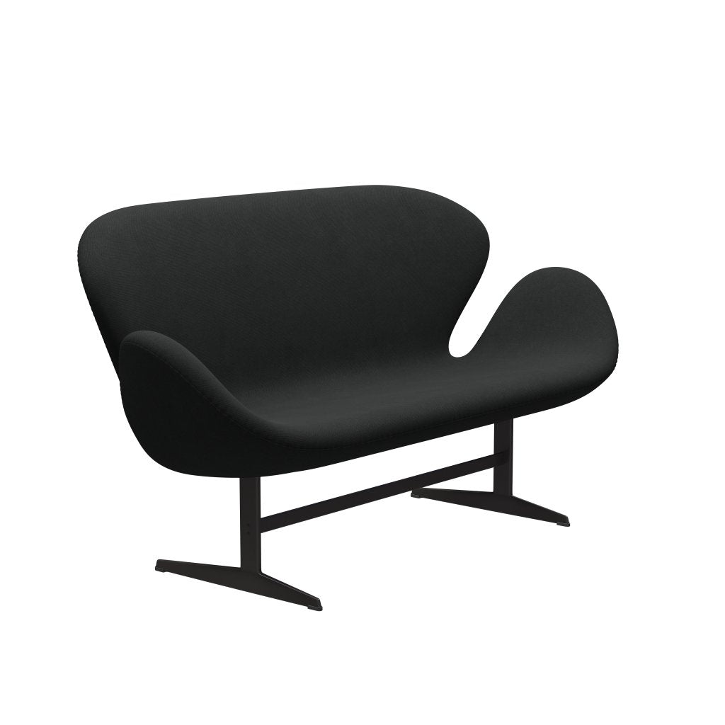 Fritz Hansen Swan Sofa 2 -Sitzer, warmer Graphit/Stahlkut dunkelbraun (380)