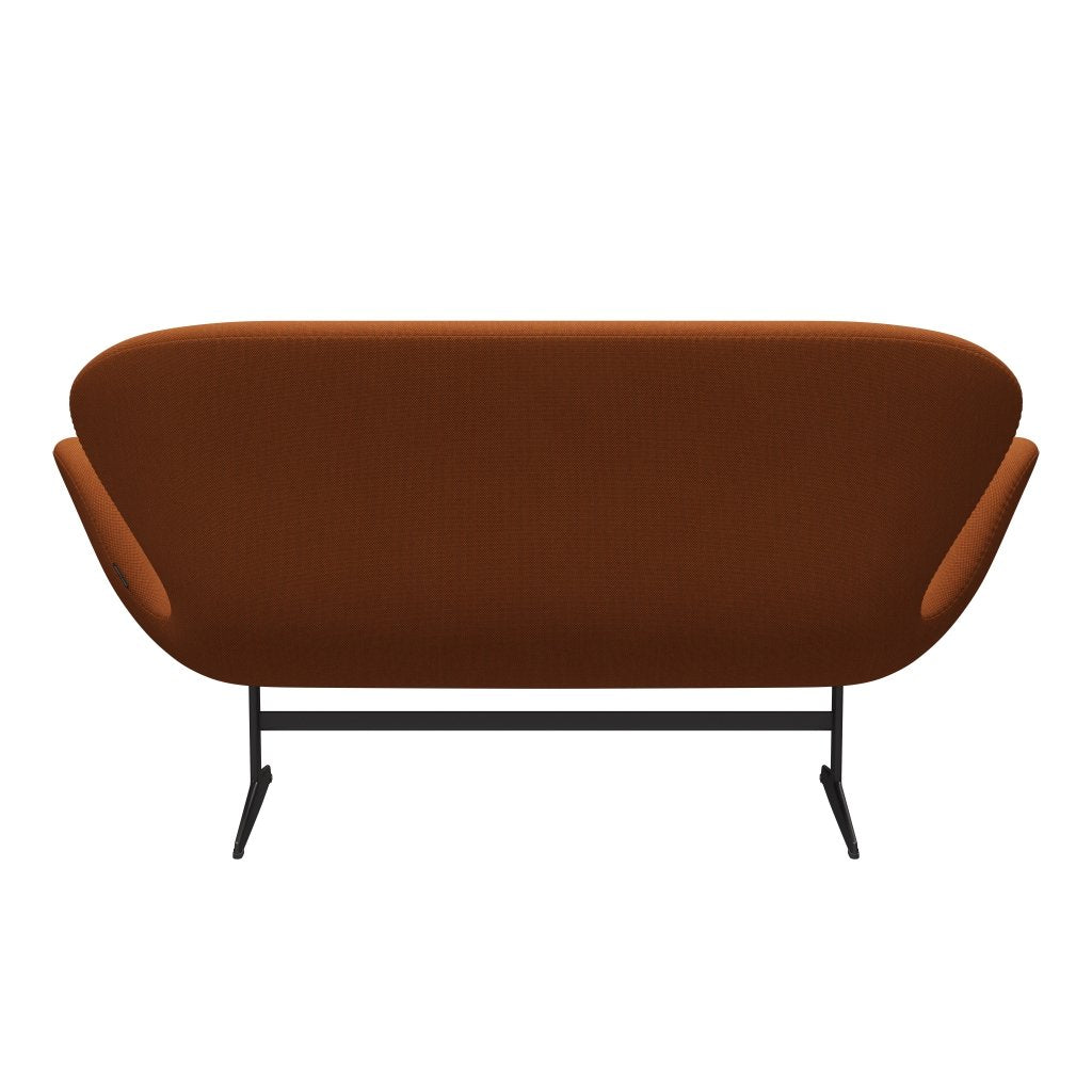 Fritz Hansen Swan Sofá 2 plazas, grafito cálido/trío de chaputería quemada naranja