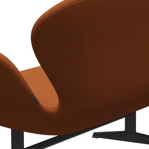 Fritz Hansen Swan Sofá 2 plazas, grafito cálido/trío de chaputería quemada naranja